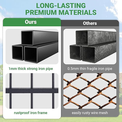 6.6 x 3.9 x 5.9 FT Outdoor Dog Kennel with Roof, Large Dog Kennel Outdoor with Rotating Feeding Bowls, Waterproof and Sunproof Dog Kennel Outside, Covered Dog Outdoor Kennel