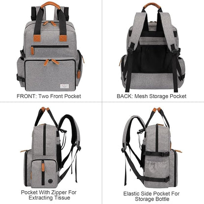 Modoker Dog Travel Bag, Airline Approved Backpack for Pet Accessories Organizer, Tote Weekend Bag with 2 Dog Food Storage Containers, 2 Collapsible Dog Bowls, 1 Pet Mat, Grey