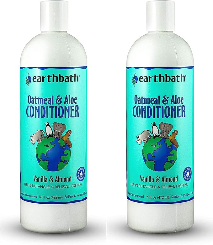earthbath, Oatmeal & Aloe Conditioner - Dog Conditioner for Allergies & Itching, Dry Skin, Helps Detangle & Relieve Itching, Made in USA, Cruelty Free Pet Conditioners - 16 Oz (2 Pack)