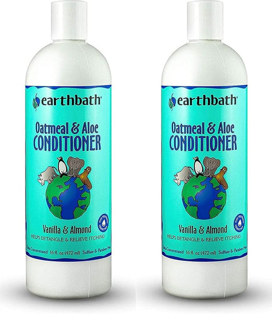 earthbath, Oatmeal & Aloe Conditioner - Dog Conditioner for Allergies & Itching, Dry Skin, Helps Detangle & Relieve Itching, Made in USA, Cruelty Free Pet Conditioners - 16 Oz (2 Pack)
