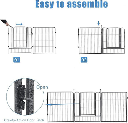 Dog Playpen, Dog Fences for The Yard, Portable Outdoor Dog Playpen for Large/Medium/Small Dogs, Foldable Metal Dog playpen, with Doors (16 Panels, 45")