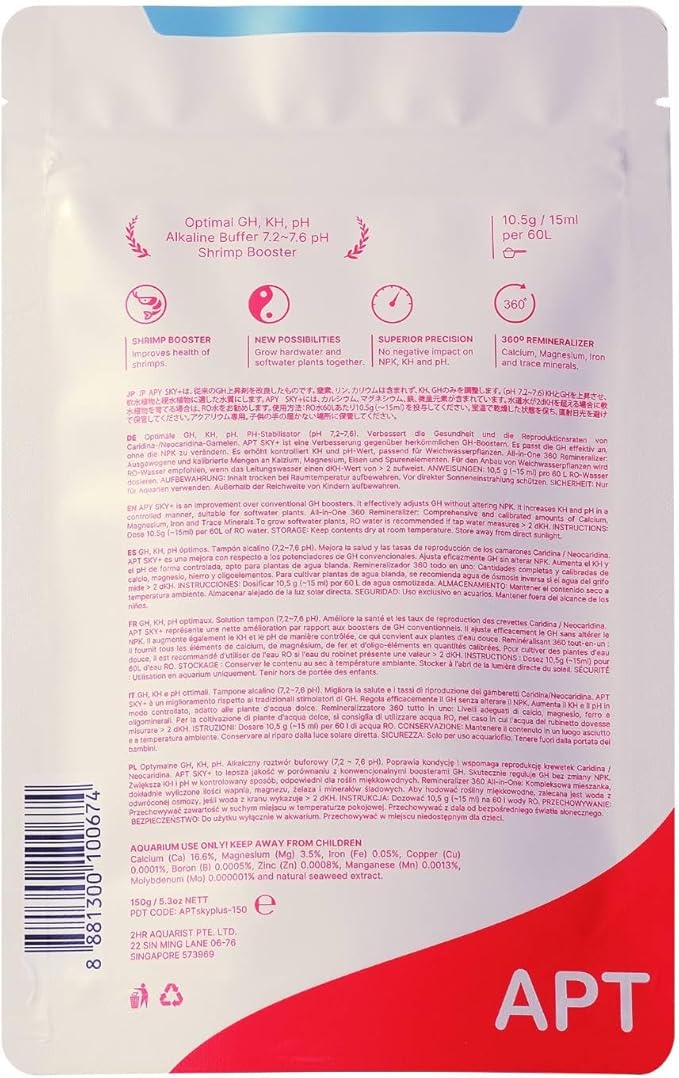 2HR Aquarist APT Sky Plus GH KH Booster + Shrimp Minerals (150G)