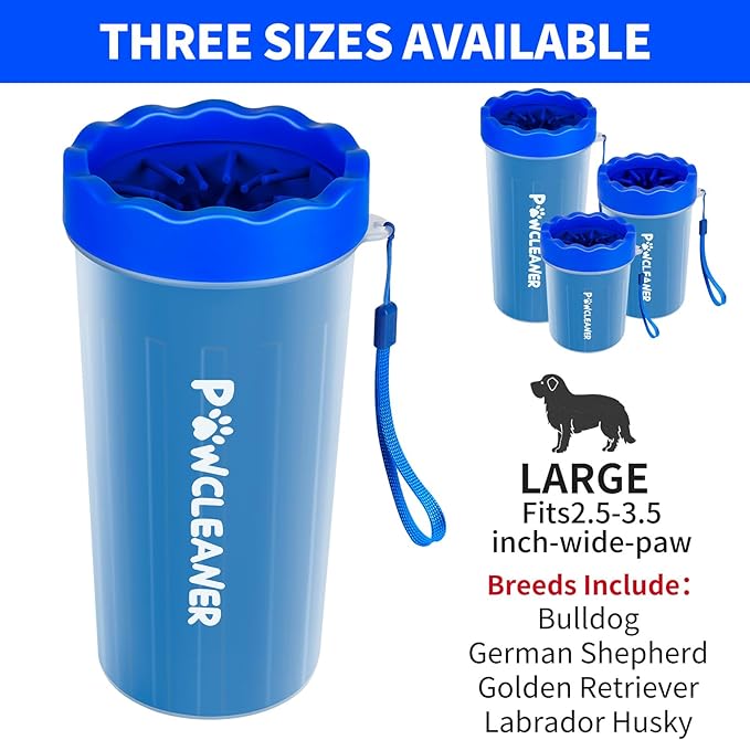 Dog Paw Cleaner for Dogs, (with 3Pcs Absorbent Towels & Adjustable Bath Brush) Dog Paw Washer, Pet Foot Cleaner (Deep Blue, Large)