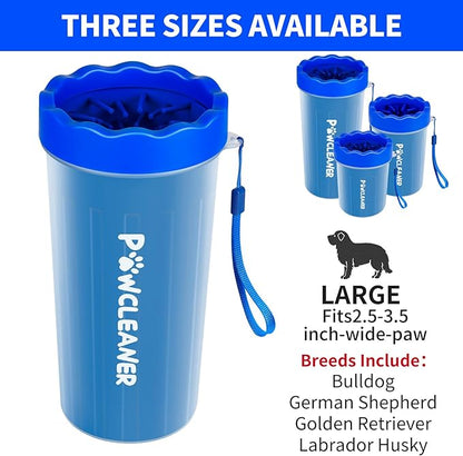 Dog Paw Cleaner for Dogs, (with 3Pcs Absorbent Towels & Adjustable Bath Brush) Dog Paw Washer, Pet Foot Cleaner (Deep Blue, Large)