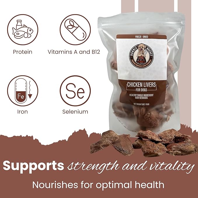 Freeze-Dried Raw Chicken Liver Dog Treats - High-Protein, Vitamin A & B12, Iron-Rich Meat Dog Treats - 100% Natural Dog Snacks - 5oz