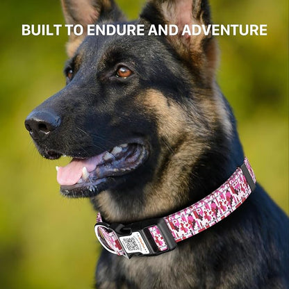 Reflective Dog Collars for Medium Dogs Soft Nylon Camo Rose Red Sized M