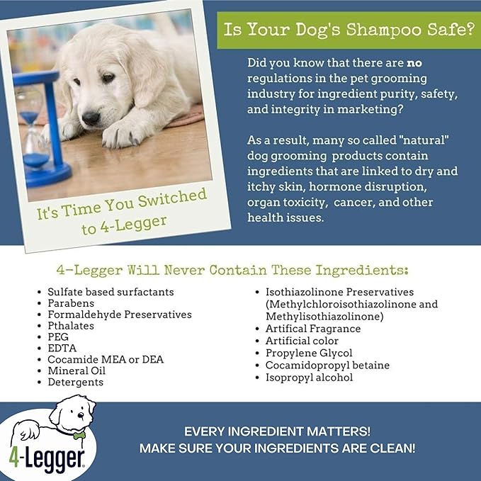 Organic Natural Dog Shampoo, Hypoallergenic Dog Shampoo, Puppy Safe Coconut Shampoo, Sensitive Skin, Fragrance Free with Aloe for Soothing Relief of Dry, Itchy, Sensitive Allergy Skin 16 oz