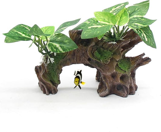 Aquarium Decor Ornaments Artifical Driftwood Cave Fish Tank Decorations Silk Aquarium Plants for Betta Fish Tank Accessories