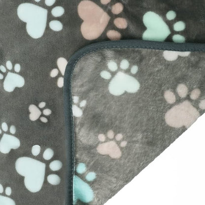 Luciphia 1 Pack 3 Blankets Fluffy Premium Fleece Pet Blanket Flannel Paw Printed Throw for Dog Cat(Large 41x31'', Grey/Brown/Blue)