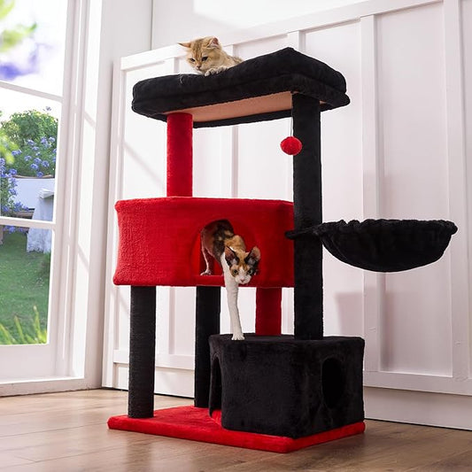 Gardner Pet 41" Tall Gothic Cat Tree for Medium-Large Cats, Heavy Duty Cat Tower with 2.8in Posts & Washable Top Perches, Space-Saving Cat Furniture for Apartments, Easy to Assembly