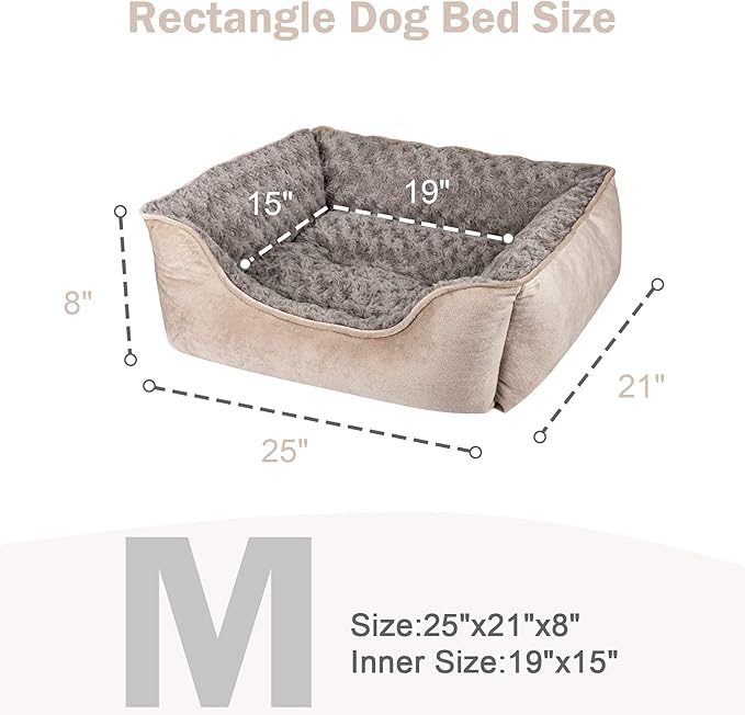 JOEJOY Rectangle Dog Bed for Large Medium Small Dogs Machine Washable Sleeping Dog Sofa Bed Non-Slip Bottom Breathable Soft Puppy Bed Durable Orthopedic Calming Pet Cuddler, Multiple Size, Beige