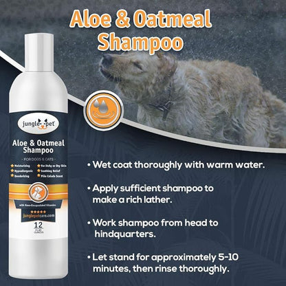 Jungle Pet Aloe Oatmeal Shampoo for Dogs - Sensitive Skin Dog Shampoo Oatmeal - Natural Dog Shampoo Sensitive Skin - Hypoallergenic Pina Colada Dog Oatmeal Shampoo - 12 oz