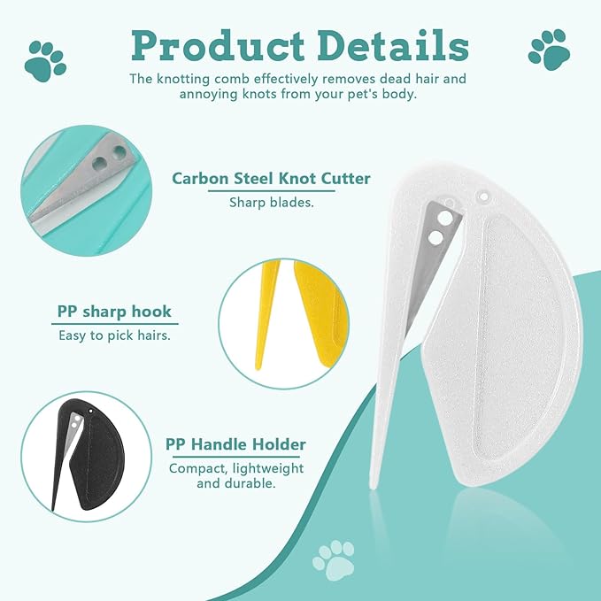5 Pieces Colorful Pet Knotting Comb Set, Small Plastic Cat Hair Removal Tool, Multifunctional Dematting Comb for Dogs Grooming Removing Loose Tangled Supplies (5)