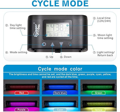 hygger Aquarium Programmable LED Light, for 24~30in Long Full Spectrum Plant Fish Tank Light with LCD Setting Display, 7 Colors, Sunrise Sunset Moon and DIY Mode, for Novices Advanced Players