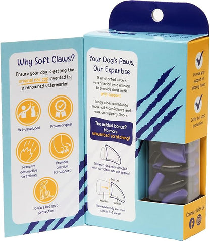 Soft Claws Nail Caps for Dogs with Non-Slip Design Made in USA - 40 Dog Nail Covers for Long-Lasting Protection of Floors and Furniture - Halloween (Black & Purple), X-Large