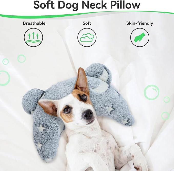 T'CHAQUE Dog Pillow Dog Calming Pillow Sleep and Glow Pillow for Dogs Anxiety Relief Cat Pillows for Indoor Cats Soft U-Shaped Pillow for Pet Dog Neck Pillow Half Donut Cuddler Sleeping Improve