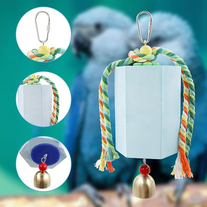 Bird Beak Grinding Stone, Parrot Chew Toys with Bells, Parakeet Toys, Cage Accessories for African Grey, Amazon Parrots, Budgies, Cockatiels, Lovebirds, Conures, Quakers, Small to Medium Birds