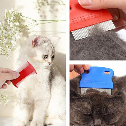 12 Pcs Pet Flea Comb Cat Metal Dog Comb Massage Dog Flea Comb Lice Combs Tick Comb for Dogs Flea Brush for Cat Fluffy hair Dog Grooming Tools