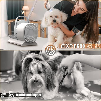 Dog Grooming Vacuum, Pet Grooming Kit with Dog Clippers, 2.5L Dust Cup 11000Pa Dogs Vacuum for Shedding Grooming, 5 Grooming Tools Home Cleaning in 1, Low Noise Pet Grooming Vacuum for Dogs, PG50