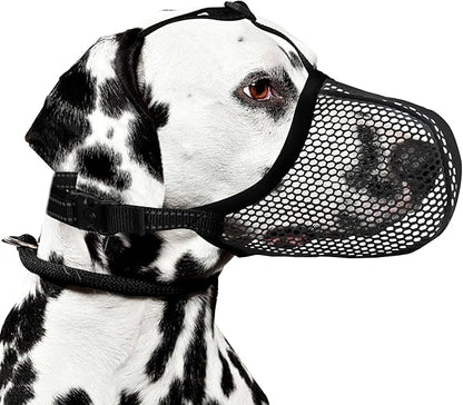 Dog Muzzle, Breathable Soft Muzzle for Medium to Large Dogs to Anti & Prevent Barking Biting Chewing, Reflective & Adjustable Basket Muzzle with Air Mesh for Beagle Black L