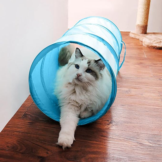 iCAGY Cat Tunnel for Indoor Cats Interactive, Rabbit Tunnel Toys, Pet Toys Play Tunnels for Cats Kittens Rabbits Puppies Crinkle Pop Up Sky Blue 20"