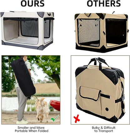 36 Inch Foldable Dog Crate - Portable Pet Travel Crate Kennel for Large Dog, 4-Door Crate with Mesh Windows, Indoor & Outdoor