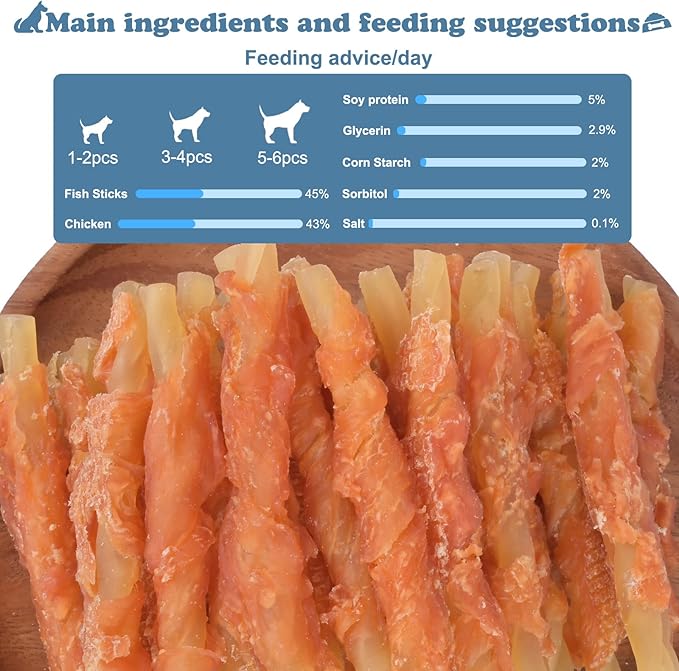 Dog Treats Soft Chews Rawhide Free Chicken Wrapped Cod Sticks for Puppy Training Snacks Dog Chews Treats 1lb/454g