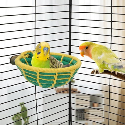 Hypeety Handmade Coton Rope Bird Breeding Nest Hatch House Bird Nest Cage for Small Parrots Budgie Parakeet Cockatiel Parakeet Conure Canary Finch Lovebird (Green)