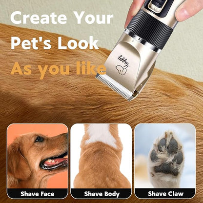 Dog Grooming Clippers Dog Grooming Kit with Rechargeable Dog Nail Trimmers cat Nail Clipper Low Noise, Electric Quiet Hair Clipper Set for Dog Cats Pets