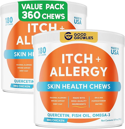 Dog Allergy Relief Chews — Anti-Itch Skin & Coat Supplement: No Fillers, Just Flavor - Itchy Skin Relief Treatment w/Omega 3 Fish Oil - Itching&Paw Licking - 360Ct (Smoked Duck)