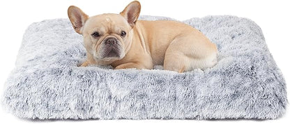 EHEYCIGA Fluffy Dog Crate Bed for Medium Dogs, Plush Faux Fur Dog Crate Pad, Calming Anti Anxiety Medium Dog Bed for Crate, Washable Soft Warm Dog Crate Mat with Non-Slip Bottom
