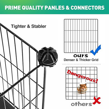 41 Panels Pet Playpen, Small Animal Playpen with 2 Doors, C&C Cage for Guinea Pigs, Rabbit, Bunny, Chicken, Hedgehogs, Puppy Play Pen Indoor Outdoor, Two-Story Metal Chicken Play Pen