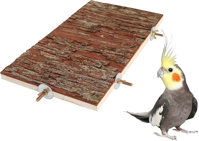 13.6 _ 7.9 inch Large Bird Perch Stand Platform, Natural Wooden Small Animals Cage Accessories, Rectangle Stand Perch Shelf for Parrot Parakeet Cockatiel Rat Hamster Guinea Pig Conures Chinchillas