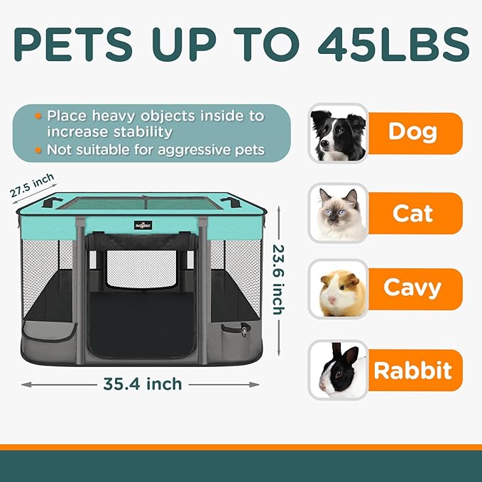 Pet Dog Cat Playpen,Foldable Waterproof Puppy KittenTent,Portable Playpen Kennel,Breathable Shade Cover Crate,Play Pen with Carrying Case, Indoor OutdoorTravel Camping for Small Animals