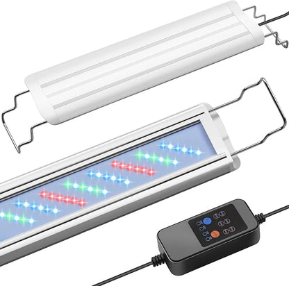 HITOP 24-32in Full Spectrum LED Aquarium Light with Timer, Auto 24/7 Lighting Cycle& 10-Level Brightness Adjustment, Fish Tank Light for Plant Growth, with Extendable Brackets