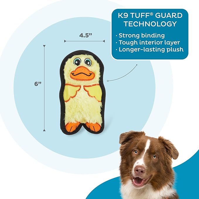 Outward Hound Durablez Minis Stuffing-Free Squeaky Plush Dog Toy for Puppies & Small Dogs - Interactive, Soft Yet Tough, No Mess, Jumbo Squeaker, Long-Lasting Play, Duck