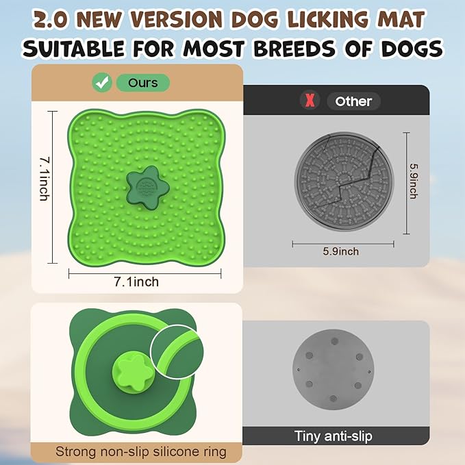 HOPET New Licking Mat for Dogs Crate, Interactive Large 7.1" Size Lick Mats for Boredom Relief & Anxiety Reduction, Soft & Safe Peanut Butter Lick Pad for Training(Flower-Shaped)