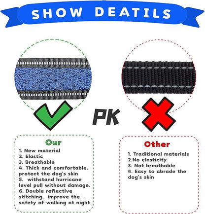 Dog Harness,No Pull Dog Harness with Reflective Adjustable,Stops Pets from Pulling and Choking On Walks,Dog Harness for Medium Dogs, (Blue, L)