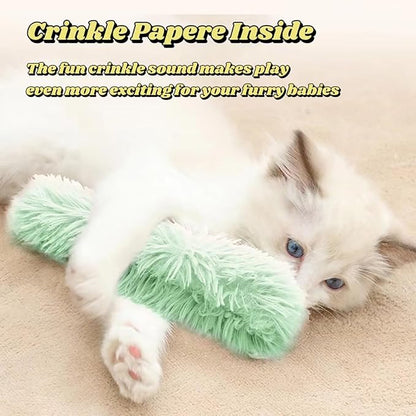 Catnip Toys with 3Pcs Cat Toys - Skin-Friendly Pillow Kicker Toy for Indoor Cats with Crinkle Paper, Catnip & Teething Soother (Pink/Green/Blue)