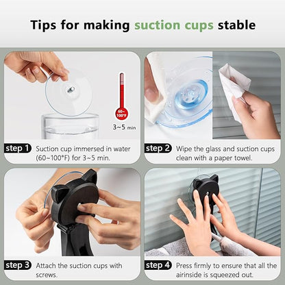 Cat Window Perch Cordless, Glow in The Dark & Stable Cat Beds- Breathable Window Hammock for Overlooking, Sunbathing and Climbing - Maximum Hold Up to 40lb(Grey)