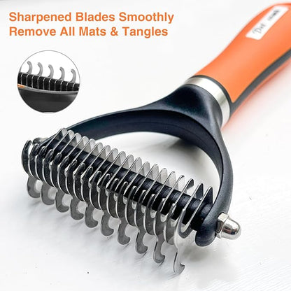 Dog Brush - Shedding Tool for Long-Haired Dogs (Orange)