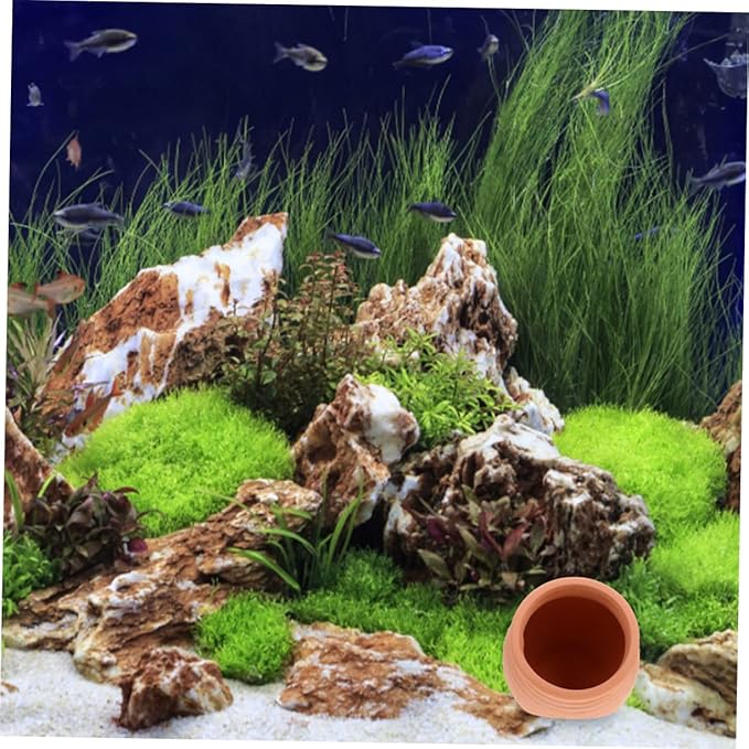 Aquarium Cave Ceramic Decoration, Fish Tank Aquarium Decorations Fish Shelter Decor Hideaway Cave Ceramics and Shrimp Clay Pot Accessories