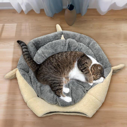 Cat Beds for Indoor Cats - 19.7'' Cute Animal-Shaped Larger Cat Cave Bed,Super Soft Calming cat Tent for Kitten&Puppy,Small Dog,Warm Plush&Machine Washable,Grey Multiple Sizes
