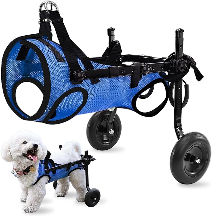 Updated Dog Wheelchair for Back Legs, Small Dog Wheelchair Carts with Wheels, Light Weight Wheelchair for Leg Support Helps Senior, Injured, Paralyzed (Blue, S)