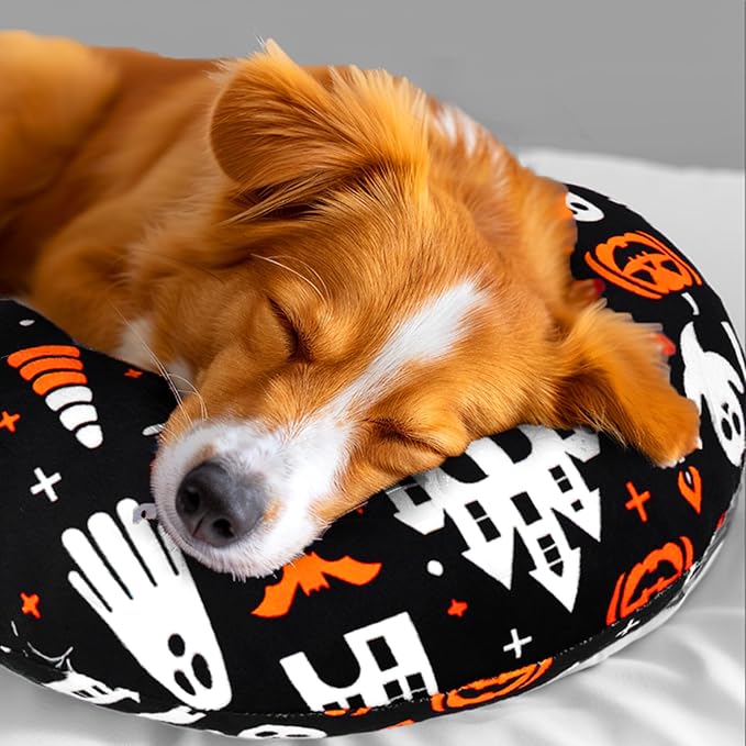 Mity rain Dog Pillow, Dog Calming Pillow Large 14.2" * 9.4", Anxiety Relief Pillow for Dog, Ultra Soft High Density Neck Pillow for Joint Relief Sleeping Improve, Pet Calming Pillow (Halloween)