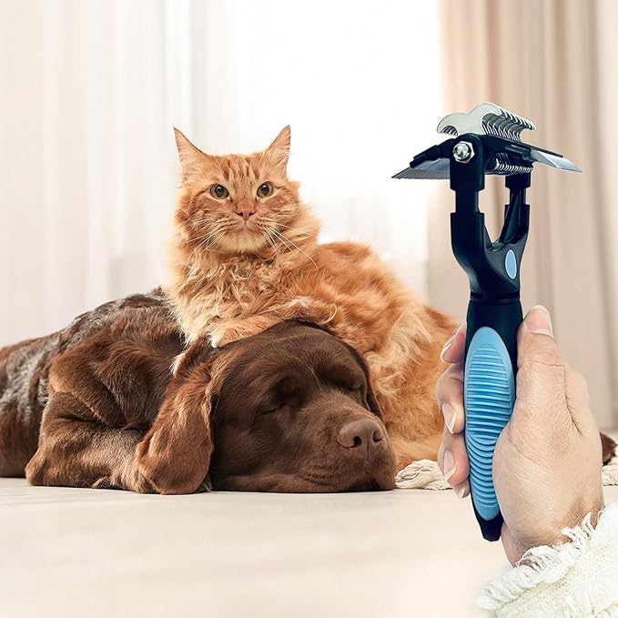 3-in-1 Pet Grooming Brush for Dogs & Cats  Double Sided Deshedding Tool with Stainless Steel Teeth, Detangler Comb & Undercoat Rake | Ergonomic Handle for Matted Fur Removal, Safe for Long/Short Hair