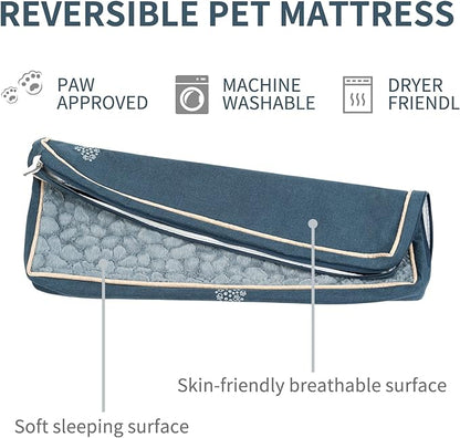 VANKEAN Waterproof Dog Crate Pad Bed Mat Reversible (Warm&Cool), Removable Washable Cover & Waterproof Inner Lining, Pet Crate Mattress for Cats and Dogs, Joint Relief Dog Bed for Crate, Navy