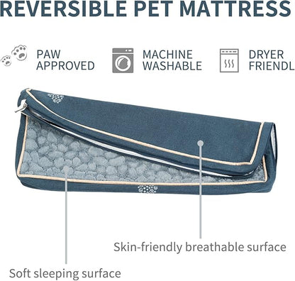 VANKEAN Waterproof Dog Crate Pad Bed Mat Reversible (Cool & Warm), Removable Washable Cover & Waterproof Inner Lining, Pet Crate Mattress for Cats and Dogs, Joint Relief Dog Bed for Crate, Navy/Grey