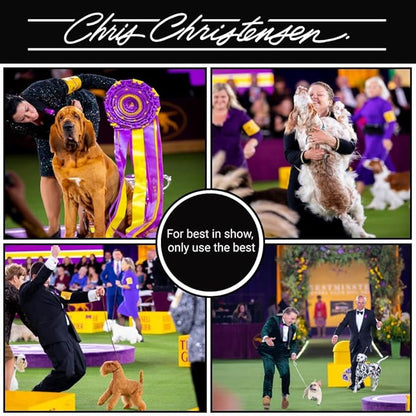 Chris Christensen Groomers Bundle - 000 7.5 in. Greyhound Style Fine/Coarse Buttercomb, Stainless Steel - Big K Slicker Dog Brush Large, Perfect for Doodles, Angled Polished Pins