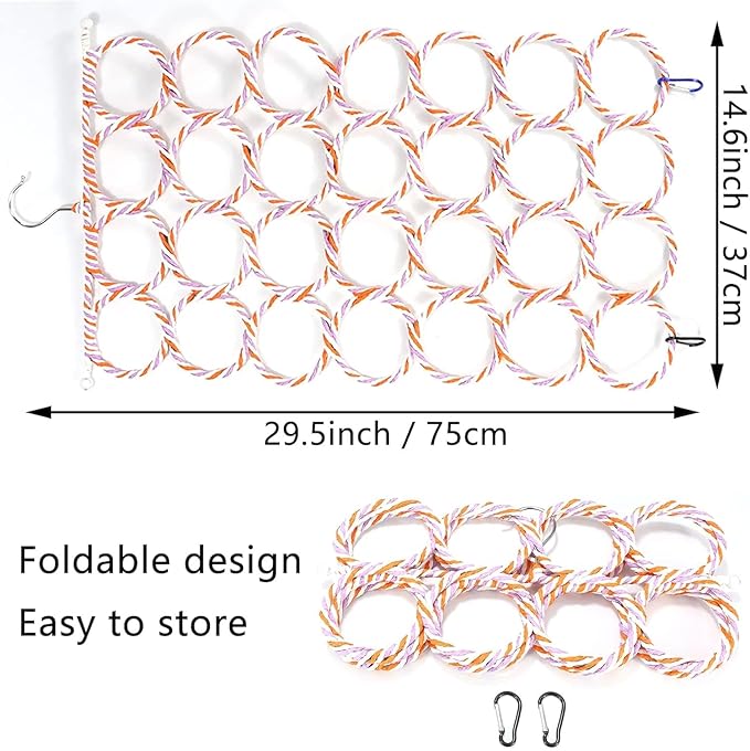 1Pcs Rat Climbing Rope Net Toy for Cage, Bird Hemp Rope Perch Swing, Ladder Rope Bridge Hanging Hammock, Small Animal Activity Toy for Mouse, Mice, Parrot, Bird (Random Color)